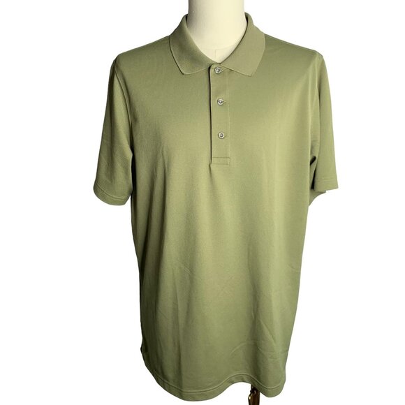 Eddie Bauer Athletic Polo Shirt L Tall Green Buttons Short Sleeve Collar Golf - Picture 1 of 6